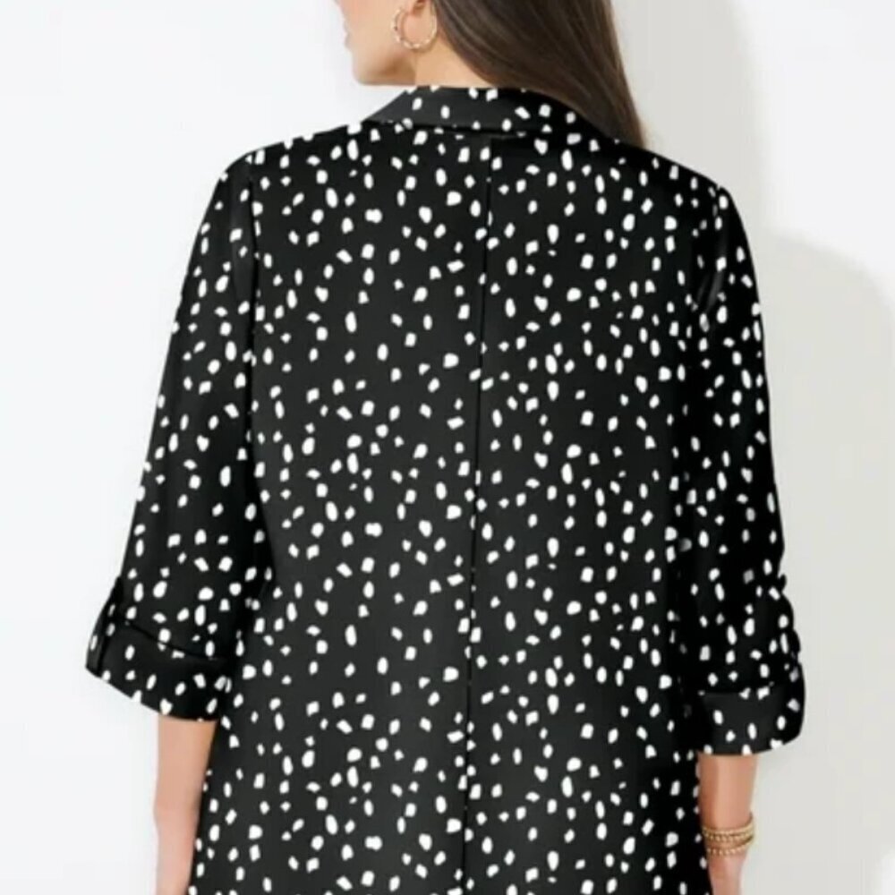 Catherines Women's 1X PLUS Black & White Button Collared Career Casual Blouse - Picture 4 of 7